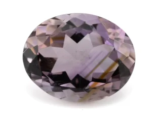 High-resolution image of the Original Amethyst Stone 5.59 Carat (6.14 Ratti) Jamunia showcasing its vibrant blue-purple hues and flawless oval cut.