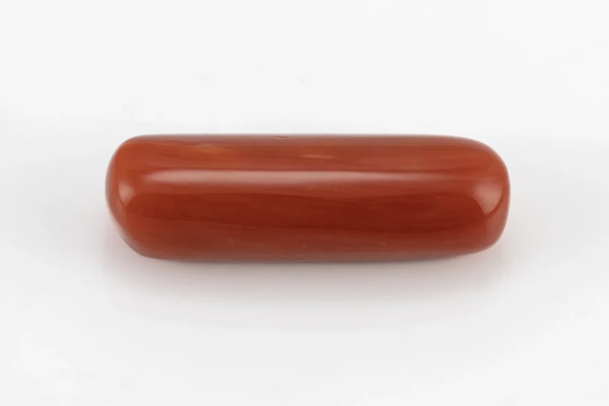 Natural Italian Red Coral (Moonga) 6.165 Carat / 6.77 Ratti - Capsule Shape - Back View