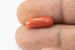 Natural Italian Red Coral (Moonga) 6.64 Carat / 7.30 Ratti - Capsule Shape - Size Reference