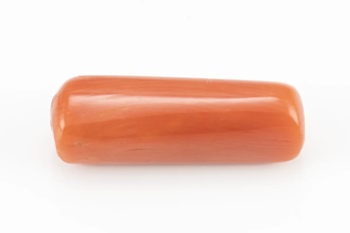 Italian Moonga Stone 7.32 Ratti - Red Coral Gemstone showcasing vibrant red color and capsule cut