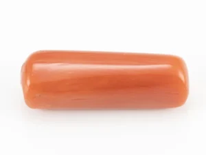 Italian Moonga Stone 7.32 Ratti - Red Coral Gemstone showcasing vibrant red color and capsule cut