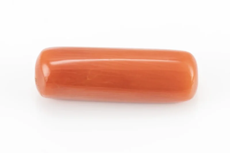 Natural Italian Red Coral (Moonga) 6.66 Carat / 7.32 Ratti - Capsule Shape - Back View
