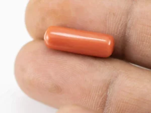Natural Italian Red Coral (Moonga) 6.66 Carat / 7.32 Ratti - Capsule Shape - Size Reference