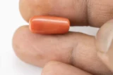Natural Italian Red Coral (Moonga) 6.66 Carat / 7.32 Ratti - Capsule Shape - Size Reference