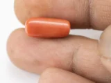 Natural Italian Red Coral (Moonga) 6.66 Carat / 7.32 Ratti - Capsule Shape - Size Reference