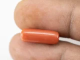 Natural Italian Red Coral (Moonga) 7.01 Carat / 7.70 Ratti - Capsule Shape - Size Reference