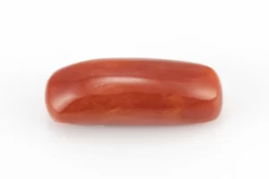 Natural Italian Red Coral (Moonga) 7.58 Carat / 8.33 Ratti - Capsule Shape - Front View