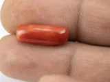 Natural Italian Red Coral (Moonga) 7.58 Carat / 8.33 Ratti - Capsule Shape - Size Reference