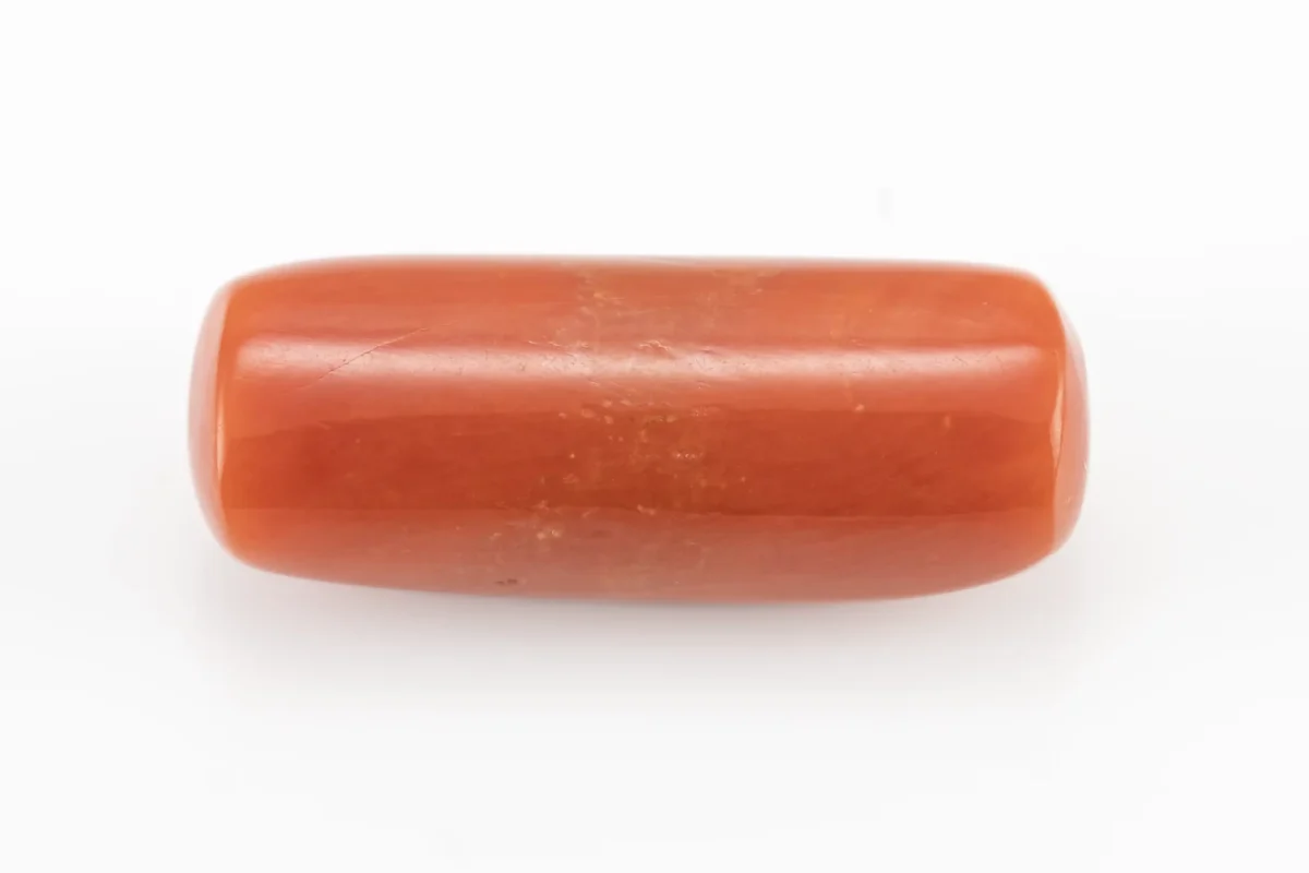 Natural Italian Red Coral (Moonga) 9.205 Carat / 10.115 Ratti - Capsule Shape - Back View
