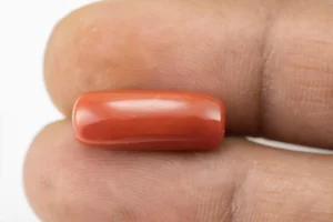 Natural Italian Red Coral (Moonga) 9.205 Carat / 10.115 Ratti - Capsule Shape - Size Reference