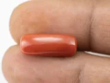 Natural Italian Red Coral (Moonga) 9.205 Carat / 10.115 Ratti - Capsule Shape - Size Reference
