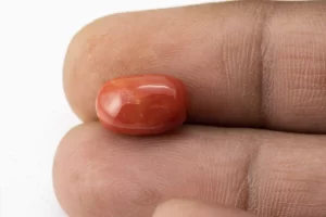 Red Coral (Moonga) 5.57 Carat / 6.12 Ratti - Size Reference