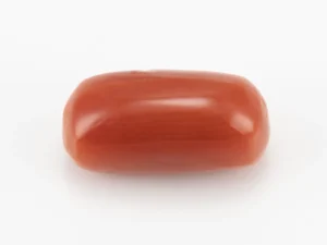 Moonga Stone 6.13 Ratti - Red Coral Stone showcasing vibrant red color and capsule-oval mix cut