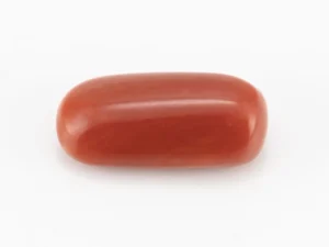 Moonga Stone 6.34 Ratti - Red Coral Stone showcasing vibrant red color and capsule-oval mix cut