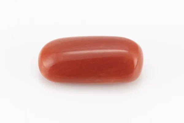 Moonga Stone 6.34 Ratti - Red Coral Stone showcasing vibrant red color and capsule-oval mix cut