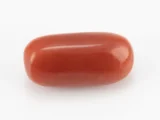 Moonga Stone 6.64 Ratti - Red Coral Stone showcasing vibrant red color and capsule-oval mix cut