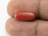 Original Red Coral Stone - 7.31 Ratti Moonga Stone showcasing vibrant red color and capsule-oval mix cut