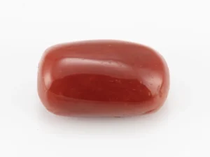 Moonga Stone 7.32 Ratti - Red Coral Stone showcasing vibrant red color and capsule-oval mix cut