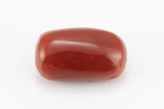 Moonga Stone 7.32 Ratti - Red Coral Stone showcasing vibrant red color and capsule-oval mix cut
