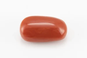 Moonga Stone 7.65 Ratti - Red Coral Stone showcasing vibrant red color and capsule-oval mix cut