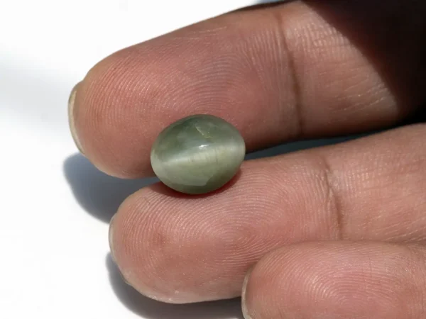 Natural Quartz Cat’s Eye Gemstone 6.80 Carat (7.47 Ratti) - in palm