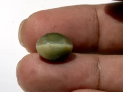 Natural Quartz Cat’s Eye Gemstone (Lahsuniya Ratna) – 7.60 Carat (8.35 Ratti) - in palm