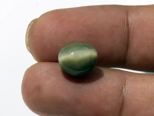 Natural Quartz Cat’s Eye Gemstone (Lahsuniya Ratna) – 7.75 Carat (8.52 Ratti) - in palm