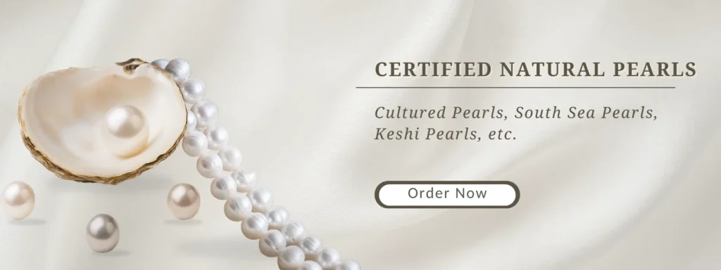 Assortment of cultured pearls: South Sea pearls, Keshi pearls, and a 108-bead pearl mala