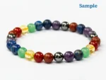 Side view of 8mm seven chakra natural gemstone beads bracelet