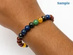 Wearing a natural seven chakra bracelet on wrist