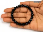 Close-up detail of natural black quartz beads
