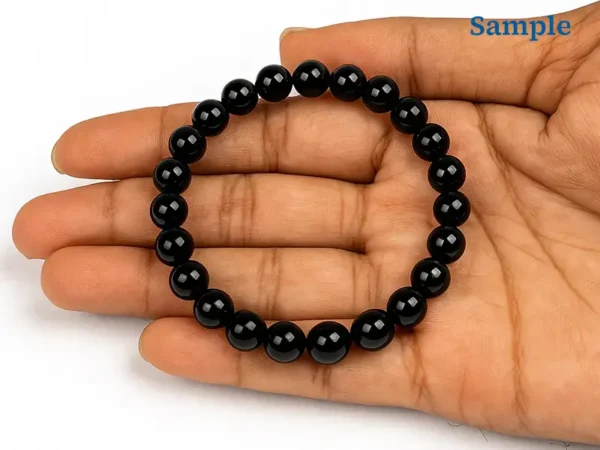Close-up detail of natural black quartz beads