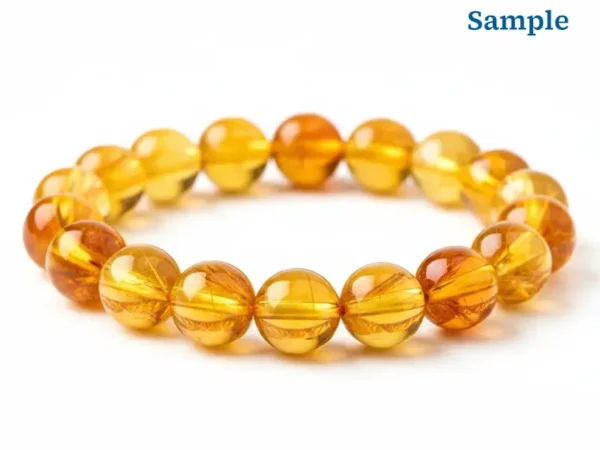 Side view of 8mm natural citrine gemstone bracelet