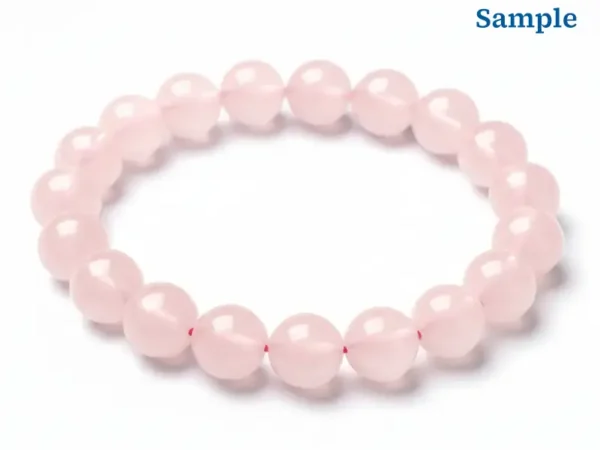 side profile of rose quartz bracelet pink beads