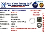 ISO certified gemstone testing lab certificate for rock crystal bracelet
