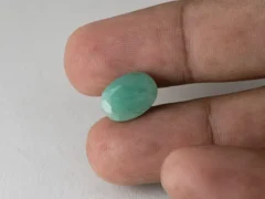 Brazilian Emerald 5.8 Carat (6.37 Ratti) Panna Stone in hand — Sapota, true scale and color