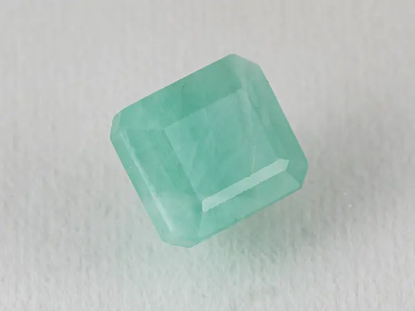 Brazilian Emerald 6.2 Carat (6.81 Ratti) Panna Stone — Sapota 1 Brazilian Emerald 6.2 Carat (6.81 Ratti) Panna Stone top view — Sapota, octagon step cut
