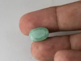 Brazilian Emerald 6.2 Carat (6.81 Ratti) Panna Stone in hand — Sapota, true scale and color