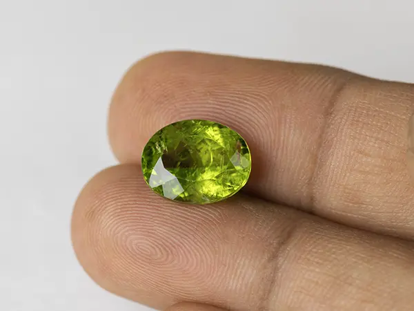 Peridot Stone 8.24 Carat (9.05 Ratti) 4 Peridot Stone 8.24 Carat (9.05 Ratti) in hand for real-life scale and color