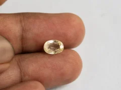 Ceylon Yellow Sapphire 3.2 ct (3.52 Ratti) in hand for true scale and tone