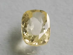 Ceylon Yellow Sapphire (Pukhraj) 3.64 Carat (4.00 Ratti) top view, Cushion Cut