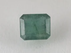 Zambian Emerald 5.55 Carat (6.10 Ratti) Panna Stone top view, vivid green octagon step cut