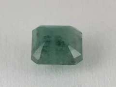 Zambian Emerald 5.55 Carat (6.10 Ratti) Panna Stone back view, step-cut pavilion facets and symmetry