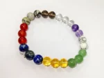 Navratna Bracelet — Multicolor Quartz (Elastic) side angle showing bead polish and spacing