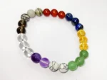 Navratna Bracelet — Multicolor Quartz (Elastic) top view, 9-color arrangement