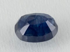 Bangkok Blue Sapphire Neelam 3.86 Carat back view pavilion facets visible