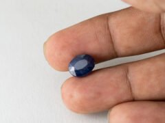 Bangkok Blue Sapphire Neelam 5.20 Carat in hand showing real size 11.2mm spread