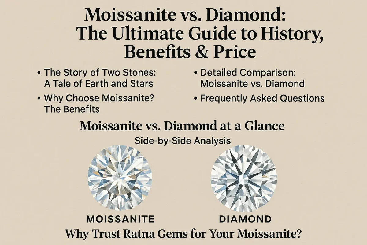Compare Moissanite Diamond vs Natural Diamond: History, Benefits & Price 24 Side-by-side moissanite and diamond showing brilliance and fire.