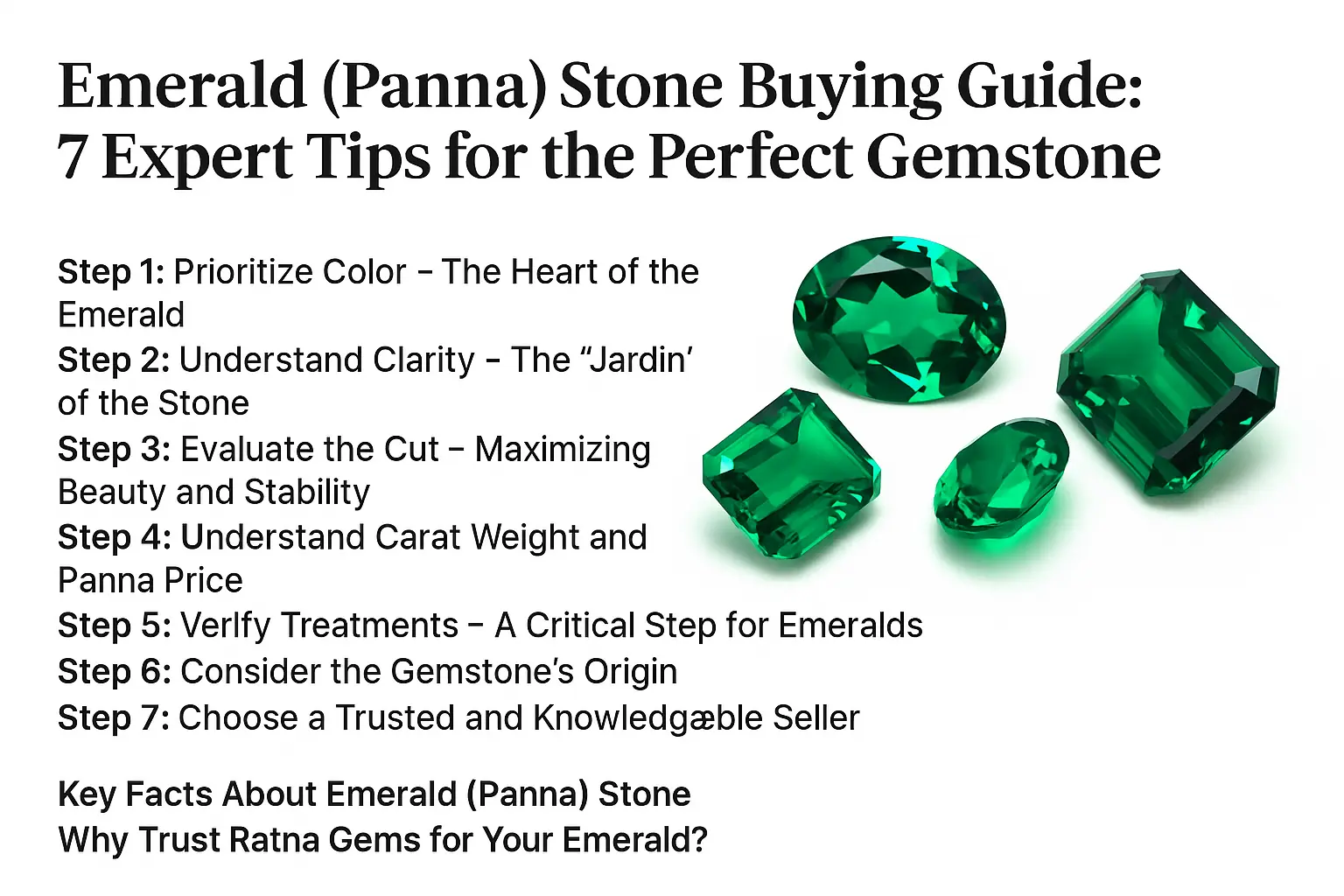 A stunning, high-quality Emerald (Panna) gemstone with a vibrant green color.