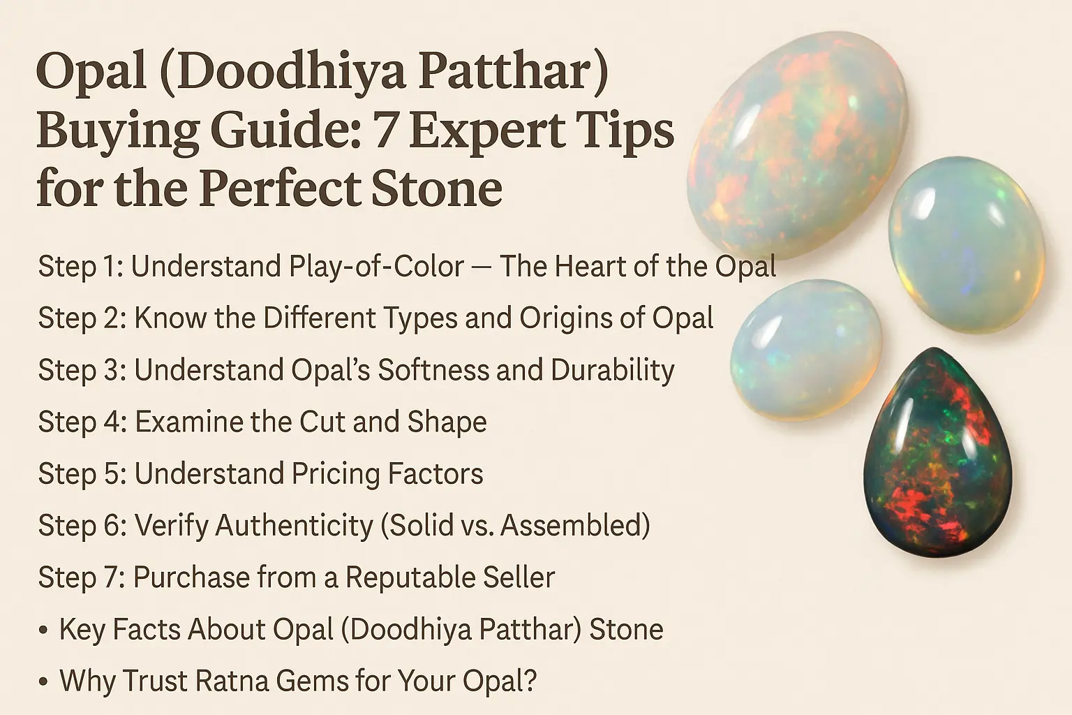 Opal (Doodhiya Patthar) Buying Guide: 7 Expert Tips for the Best Purchase 1 A stunning, high-quality Opal gemstone showcasing its vibrant play-of-color.